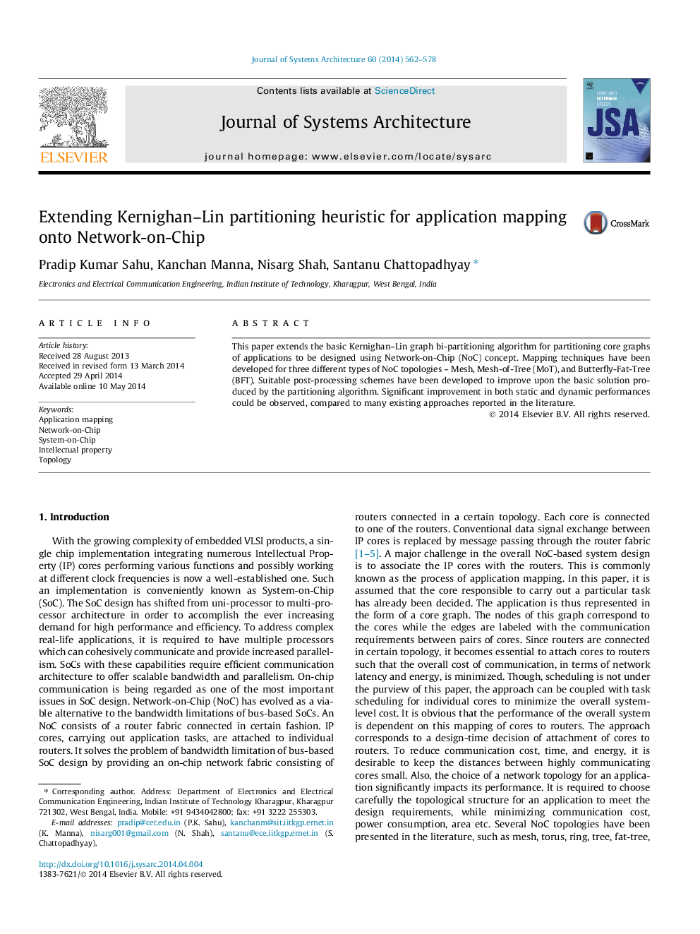 Extending Kernighan–Lin partitioning heuristic for application mapping onto Network-on-Chip