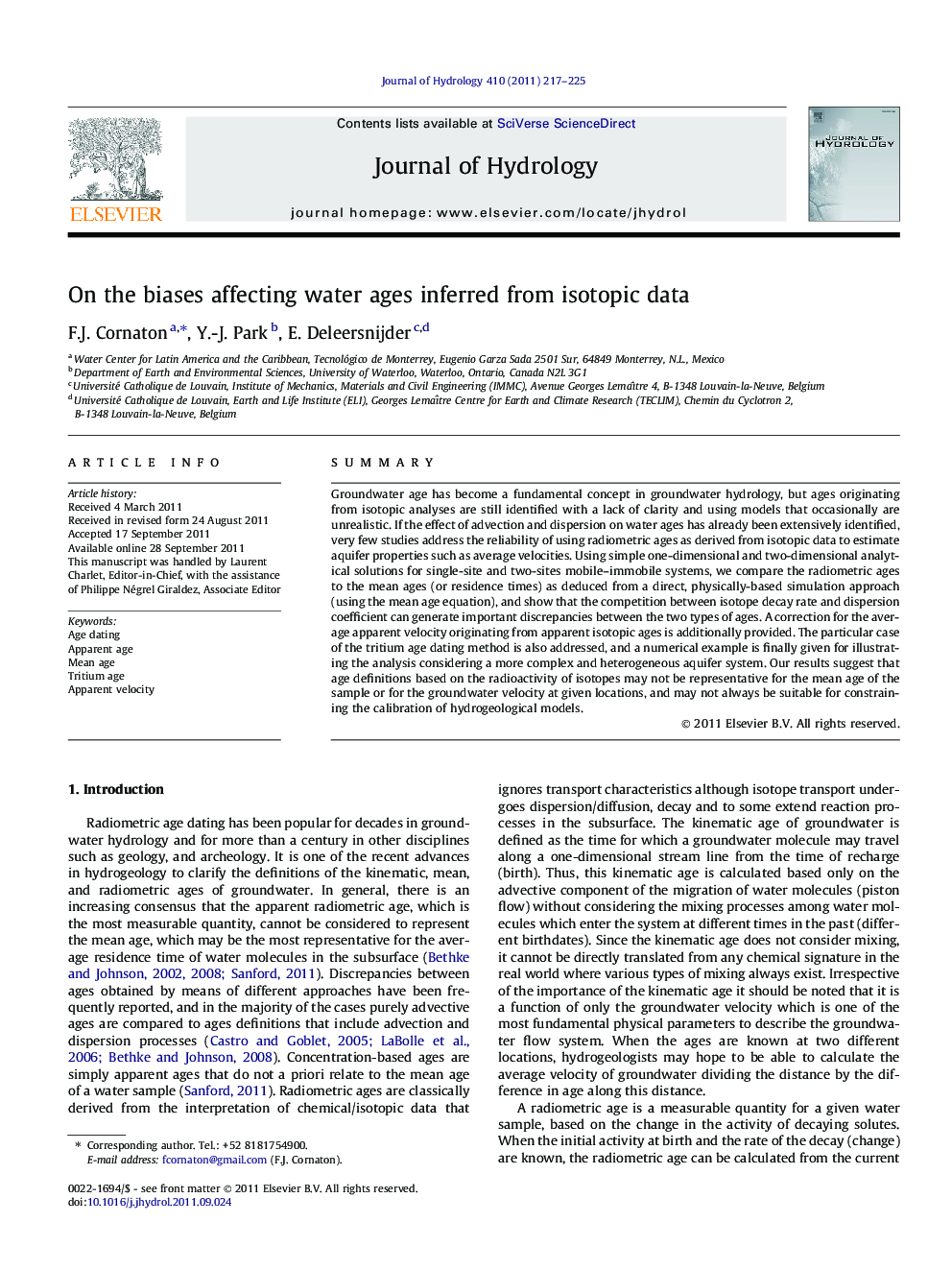 On the biases affecting water ages inferred from isotopic data