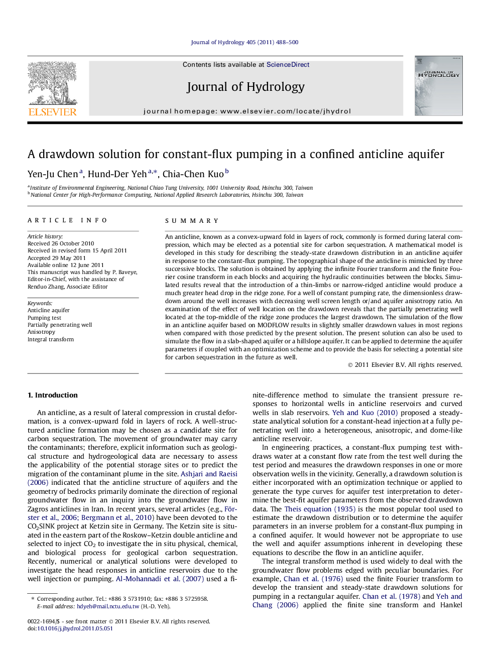 A drawdown solution for constant-flux pumping in a confined anticline aquifer