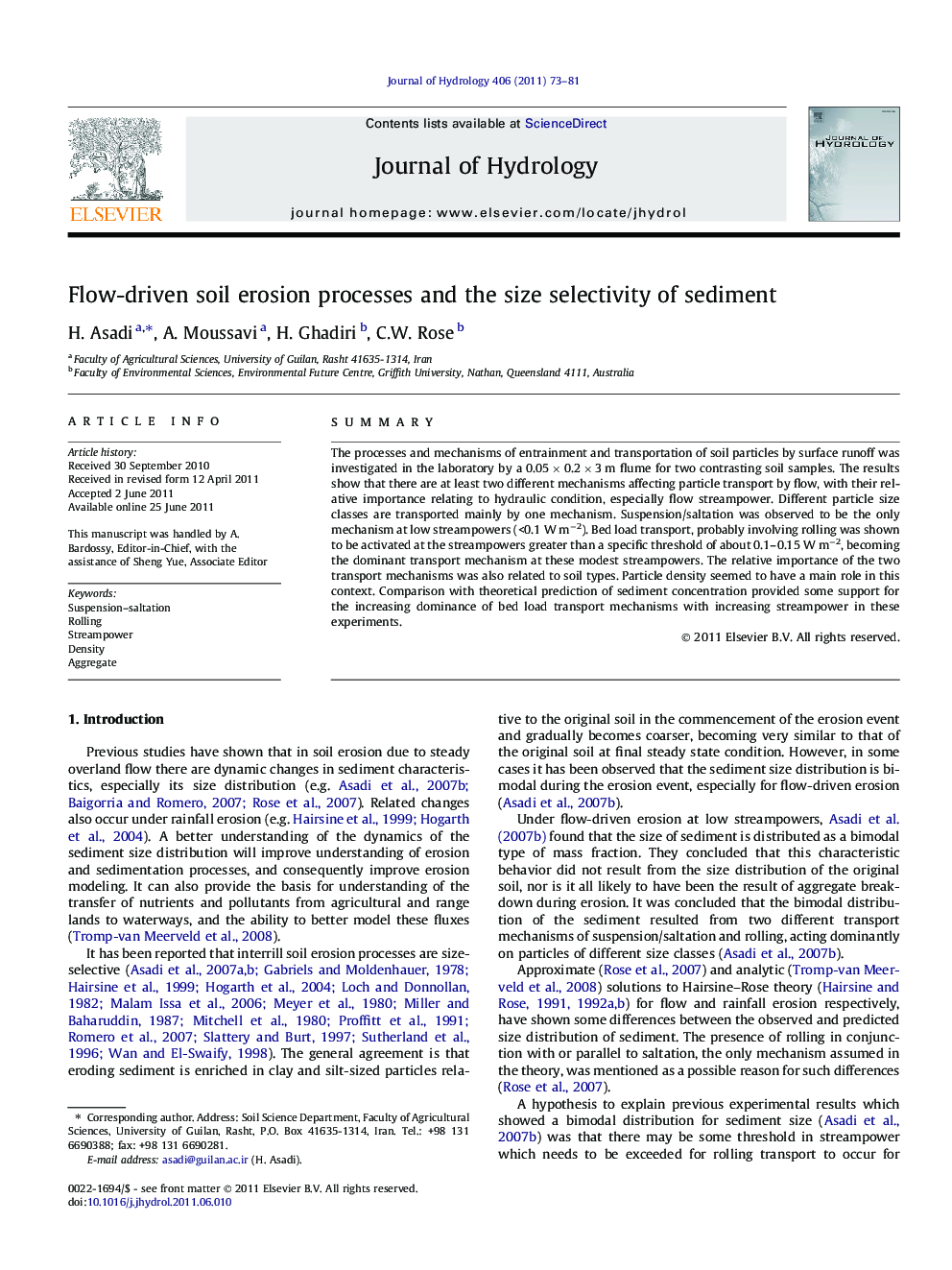 Flow-driven soil erosion processes and the size selectivity of sediment