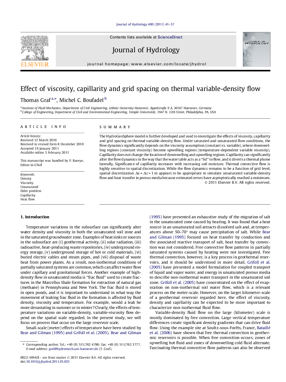 Effect of viscosity, capillarity and grid spacing on thermal variable-density flow