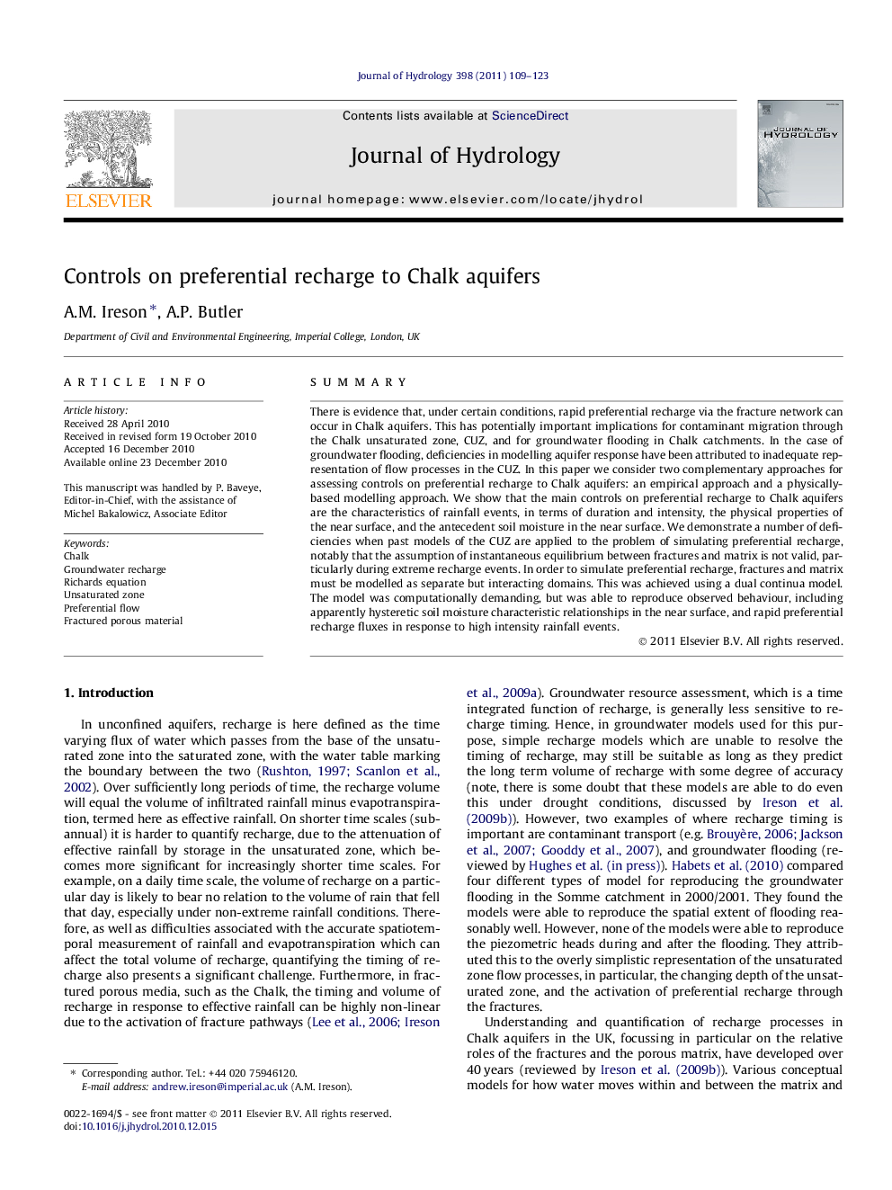 Controls on preferential recharge to Chalk aquifers