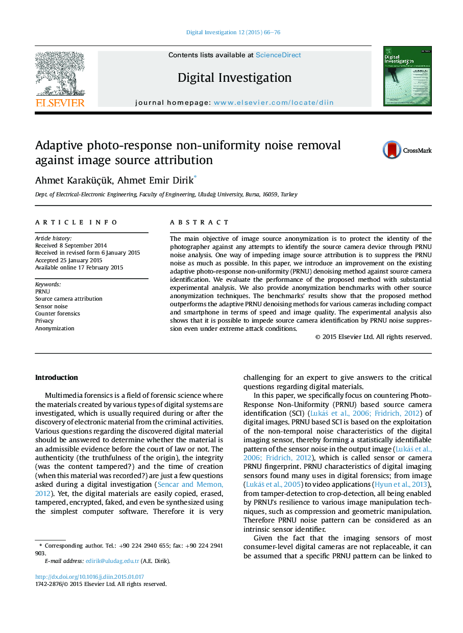 Adaptive photo-response non-uniformity noise removal against image source attribution