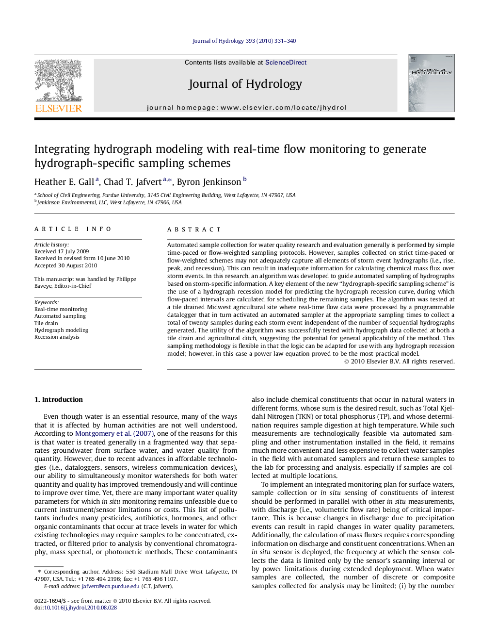 Integrating hydrograph modeling with real-time flow monitoring to generate hydrograph-specific sampling schemes