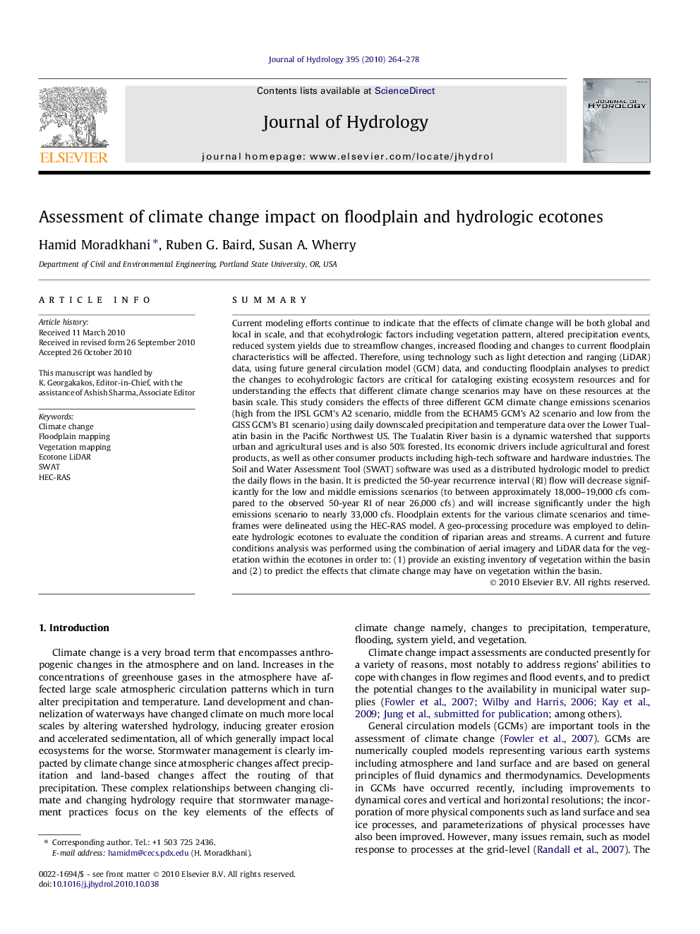 Assessment of climate change impact on floodplain and hydrologic ecotones