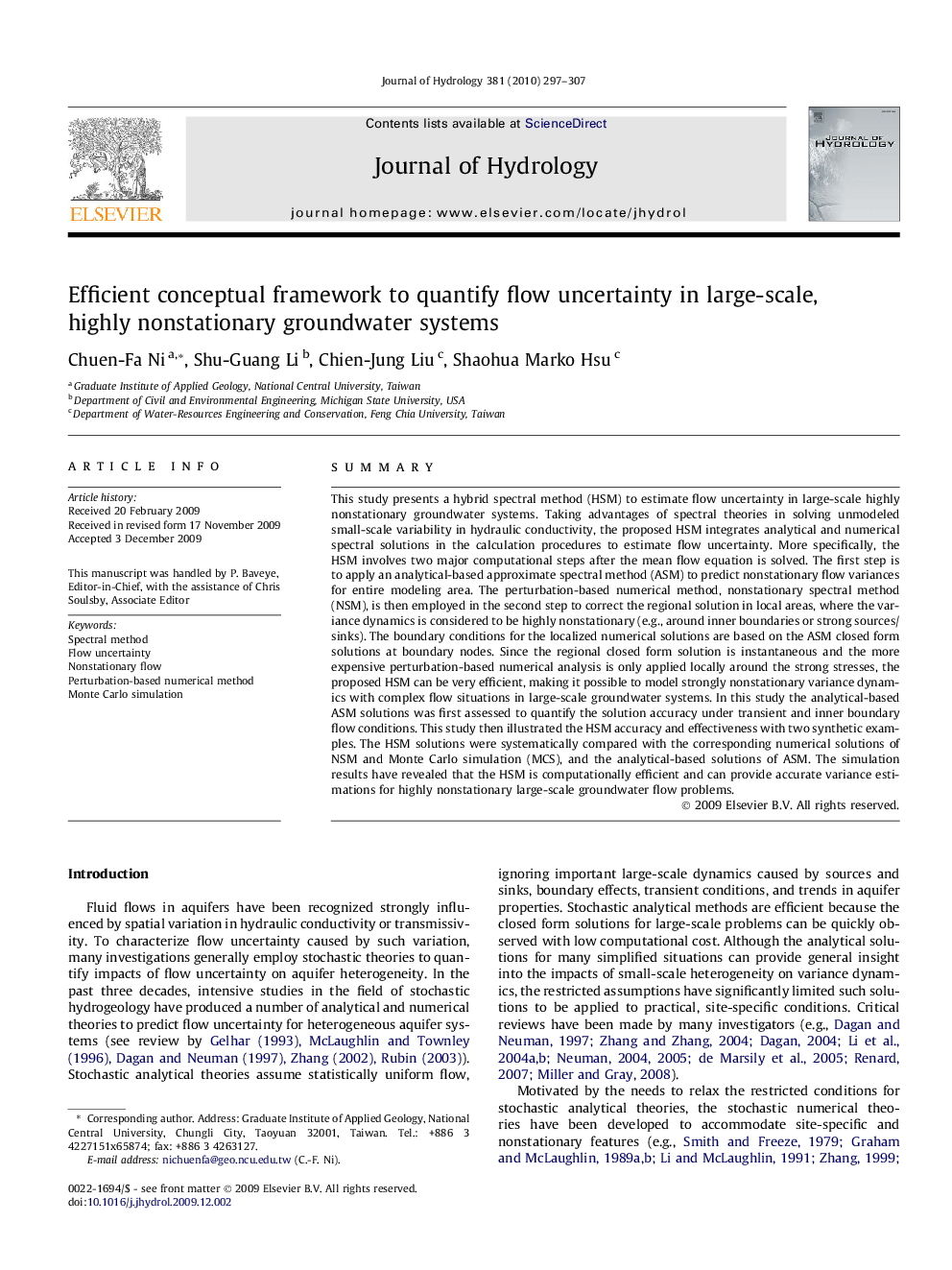 Efficient conceptual framework to quantify flow uncertainty in large-scale, highly nonstationary groundwater systems