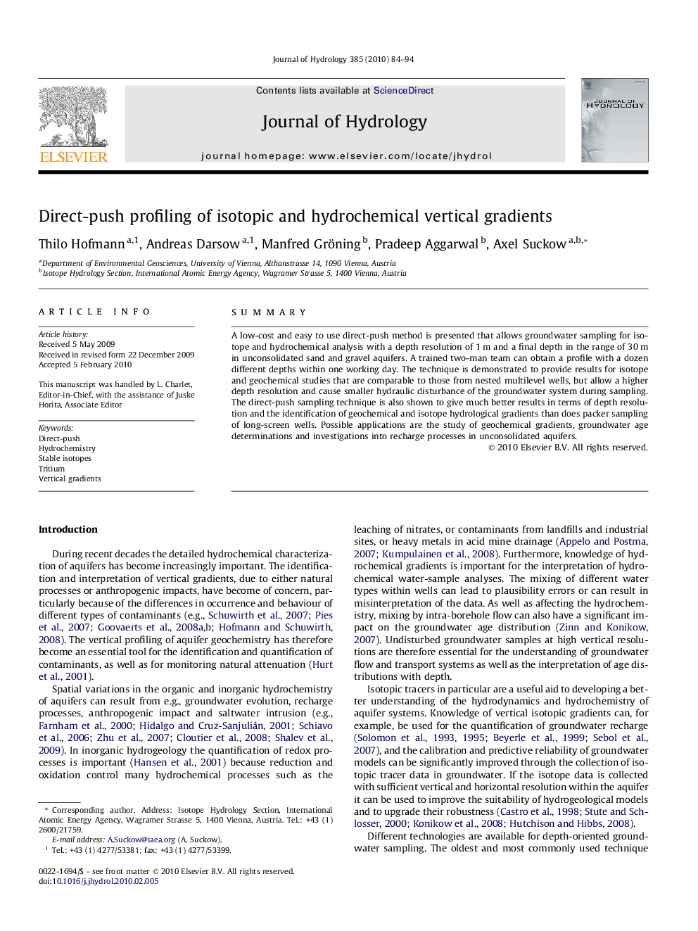 Direct-push profiling of isotopic and hydrochemical vertical gradients