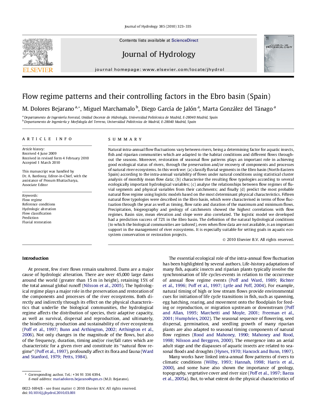 Flow regime patterns and their controlling factors in the Ebro basin (Spain)