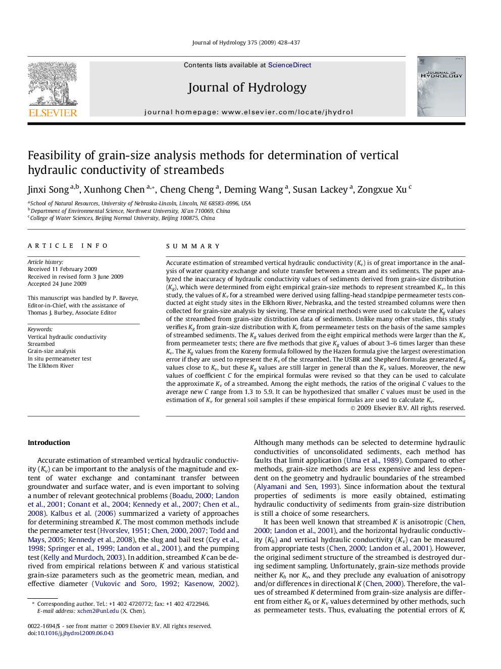 Feasibility of grain-size analysis methods for determination of vertical hydraulic conductivity of streambeds