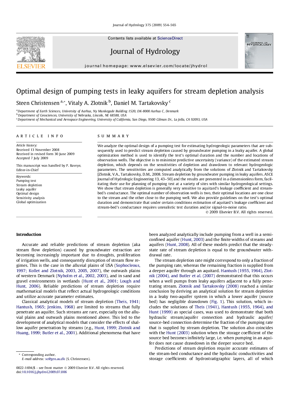 Optimal design of pumping tests in leaky aquifers for stream depletion analysis