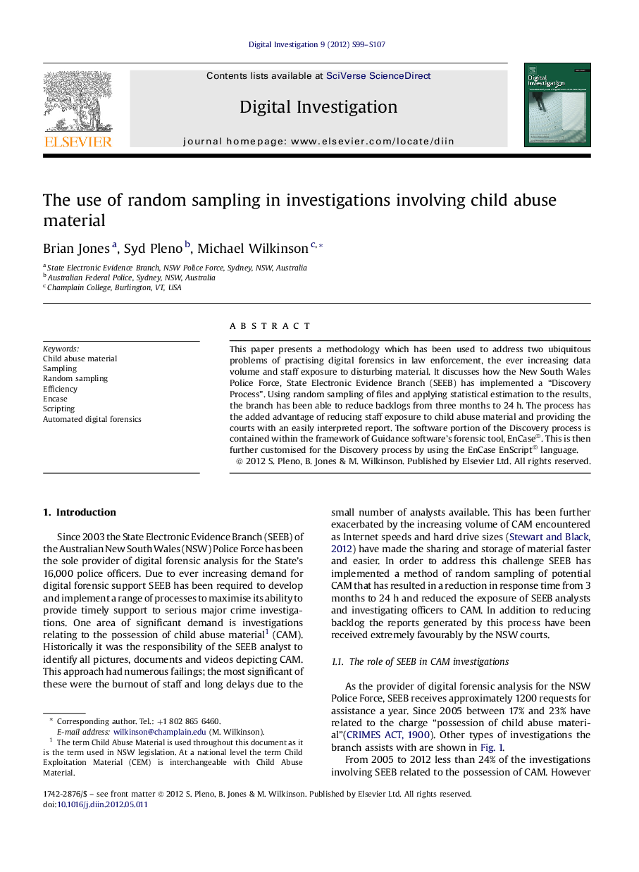 The use of random sampling in investigations involving child abuse material