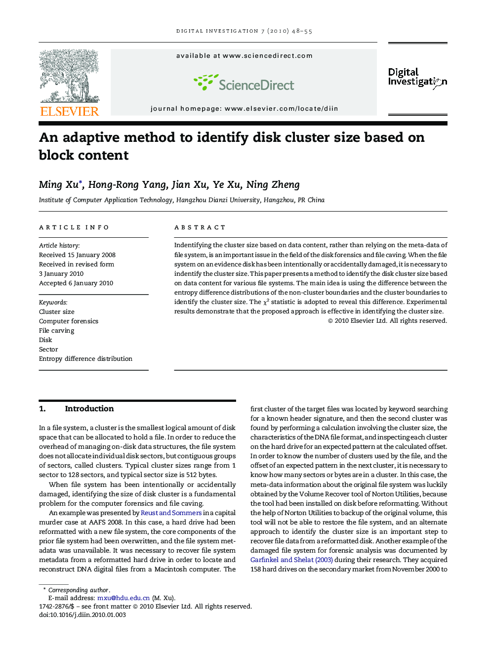 An adaptive method to identify disk cluster size based on block content