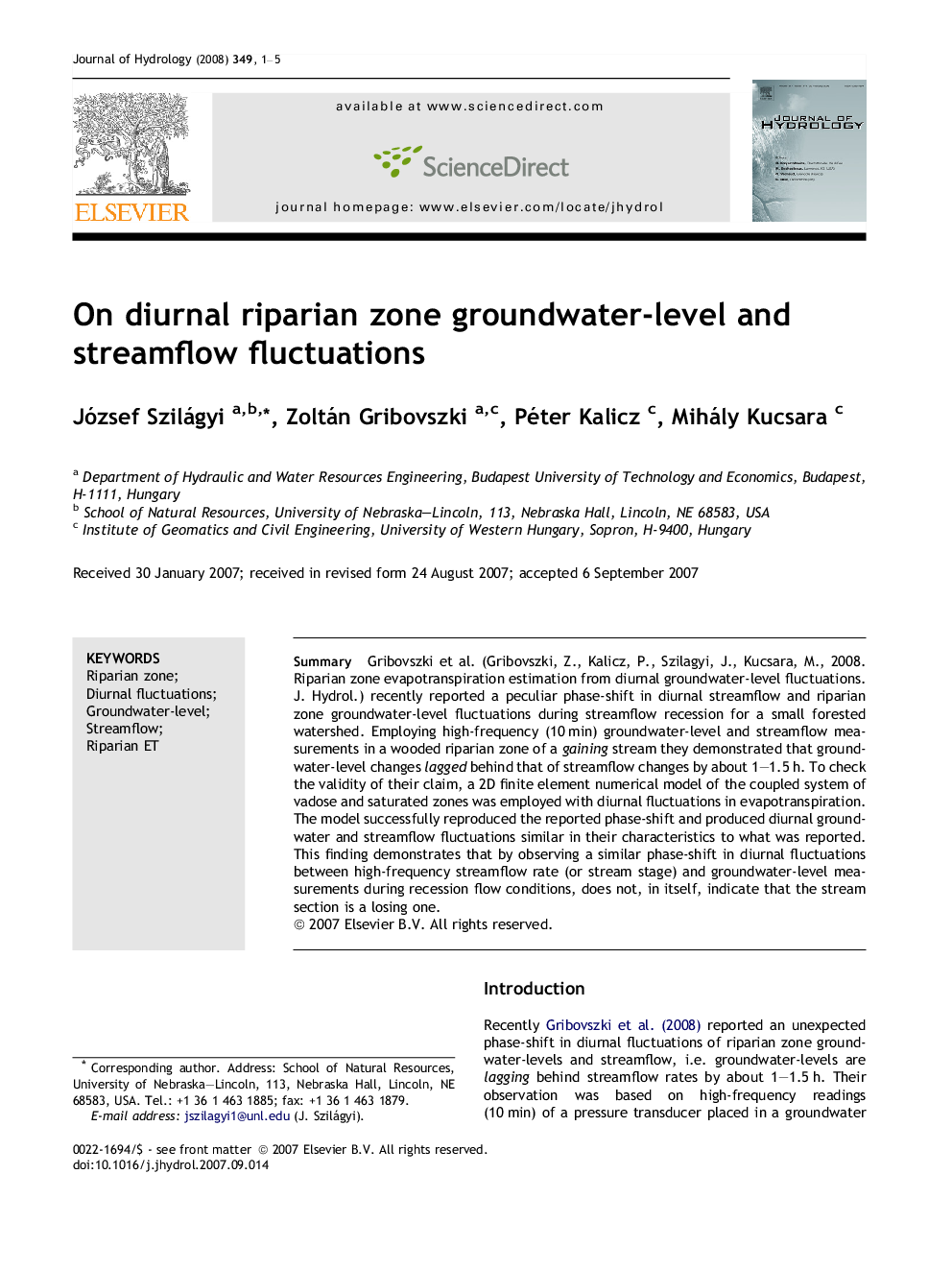 On diurnal riparian zone groundwater-level and streamflow fluctuations