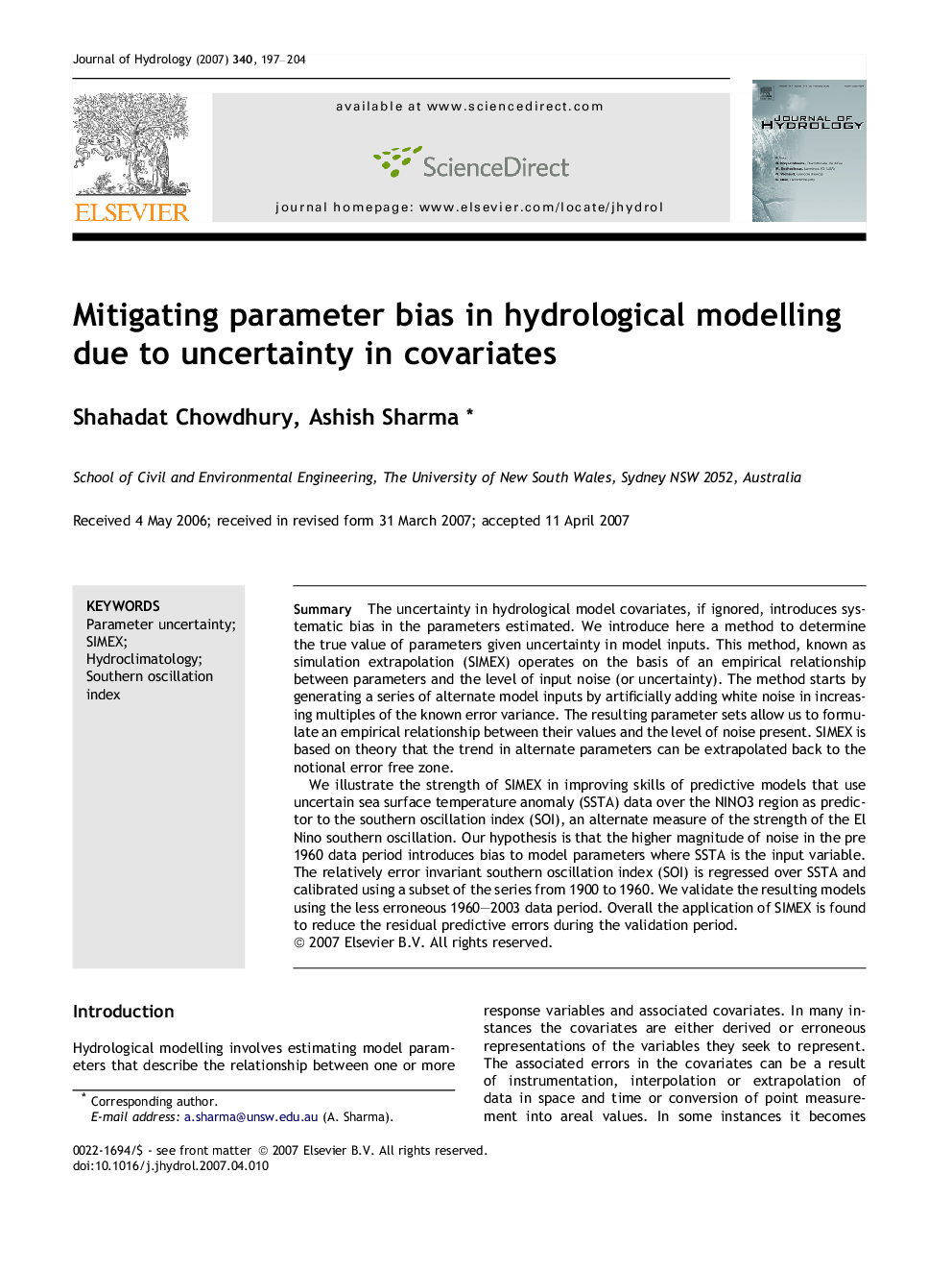 Mitigating parameter bias in hydrological modelling due to uncertainty in covariates