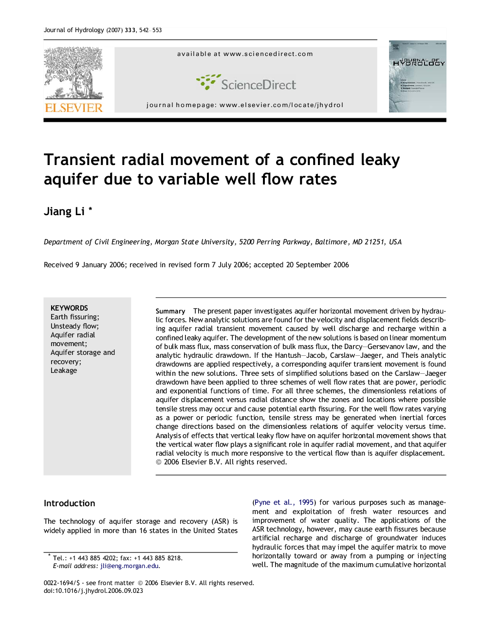 Transient radial movement of a confined leaky aquifer due to variable well flow rates