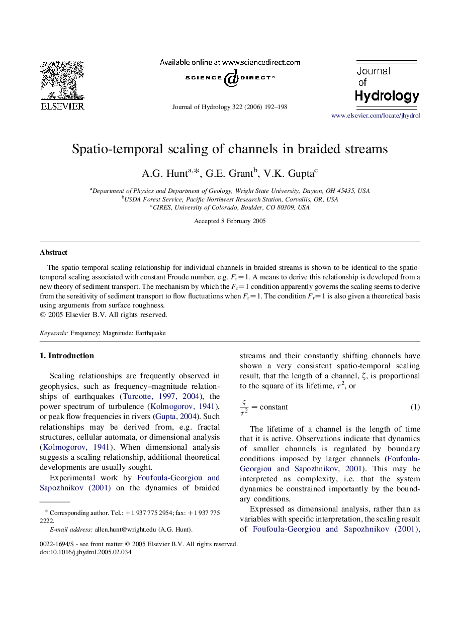 Spatio-temporal scaling of channels in braided streams