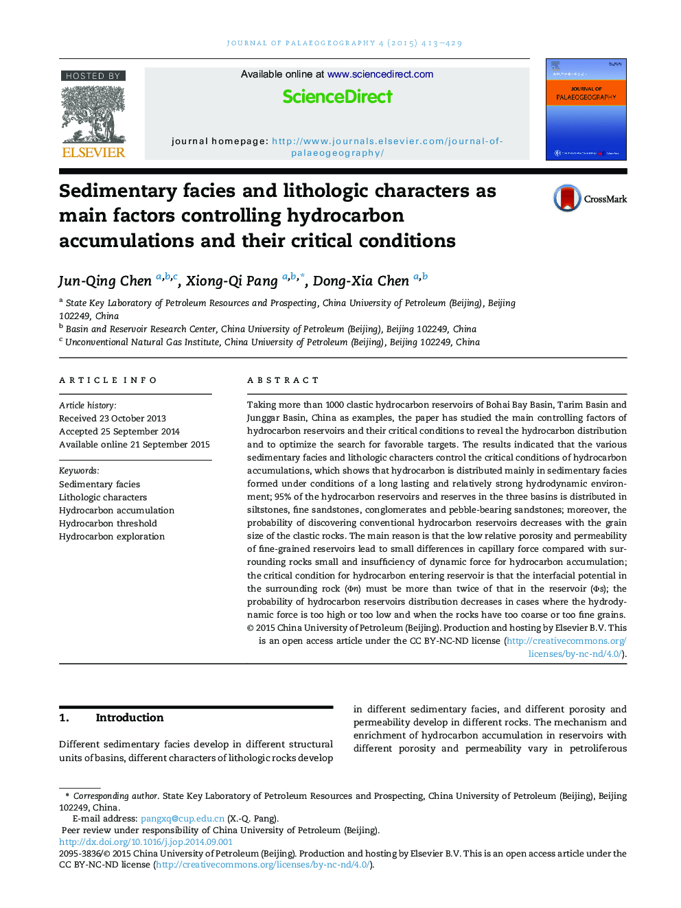 Sedimentary facies and lithologic characters as main factors controlling hydrocarbon accumulations and their critical conditions 