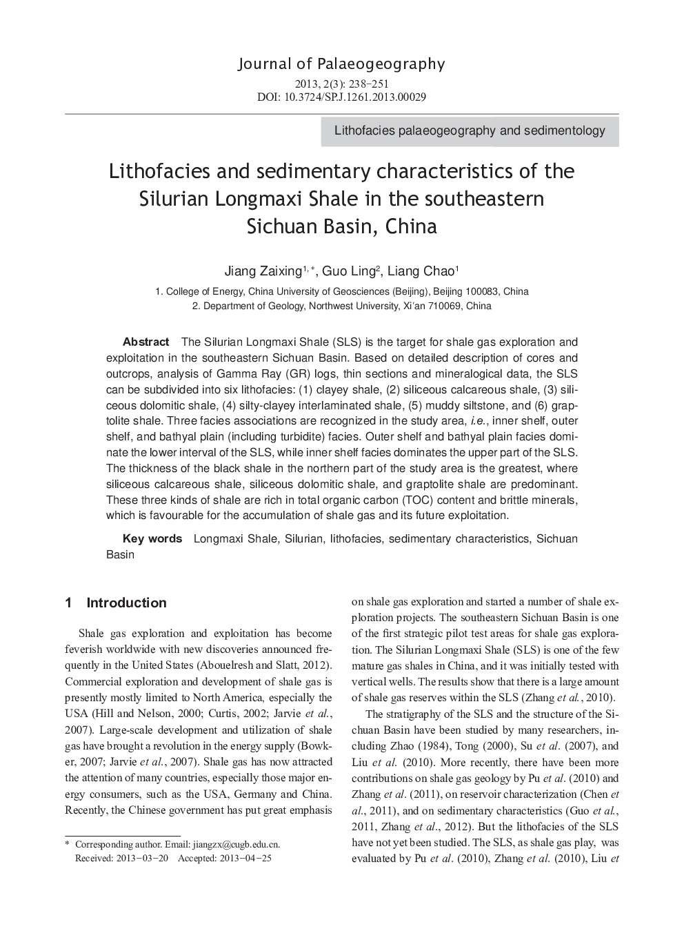 Lithofacies and sedimentary characteristics of the Silurian Longmaxi Shale in the southeastern Sichuan Basin, China