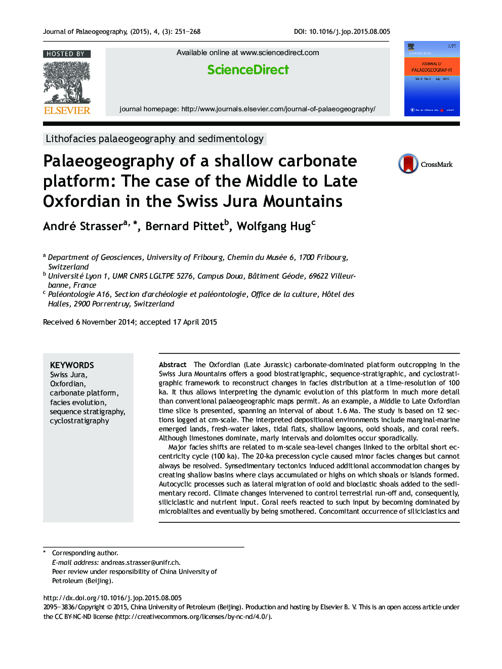 Palaeogeography of a shallow carbonate platform: The case of the Middle to Late Oxfordian in the Swiss Jura Mountains 