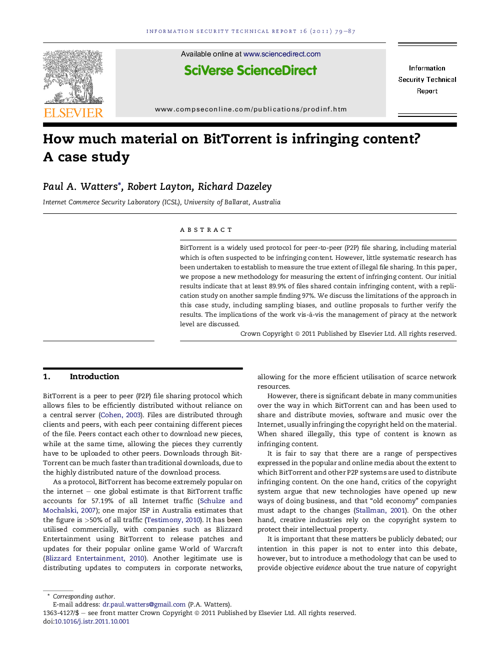 How much material on BitTorrent is infringing content? A case study