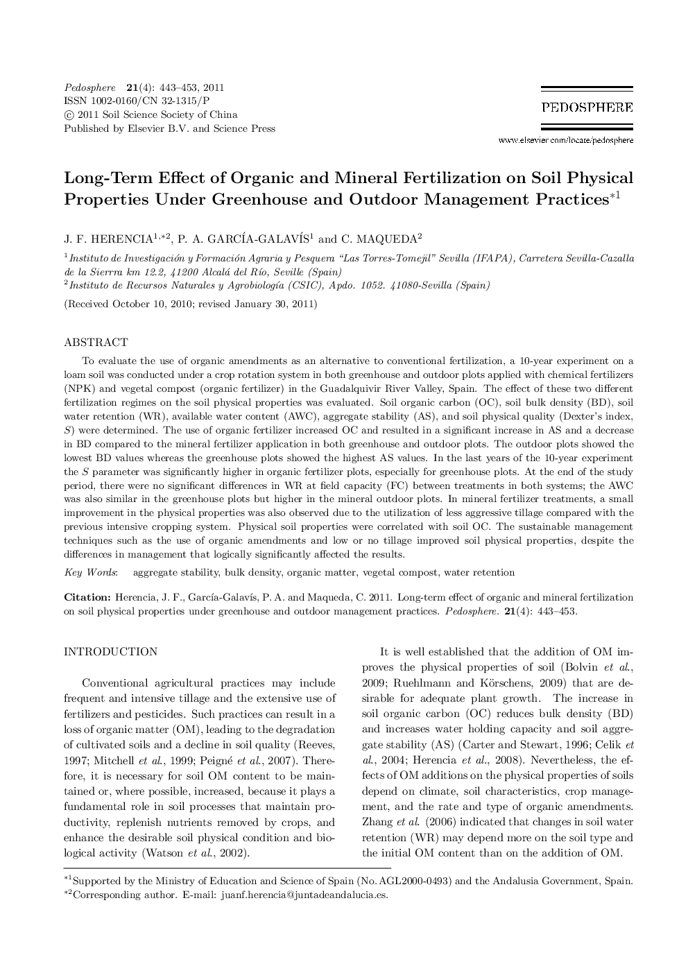 Long-Term Effect of Organic and Mineral Fertilization on Soil Physical Properties Under Greenhouse and Outdoor Management Practices 