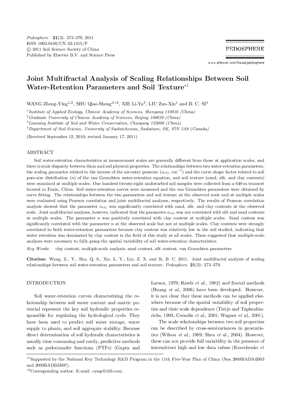 Joint Multifractal Analysis of Scaling Relationships Between Soil Water-Retention Parameters and Soil Texture 