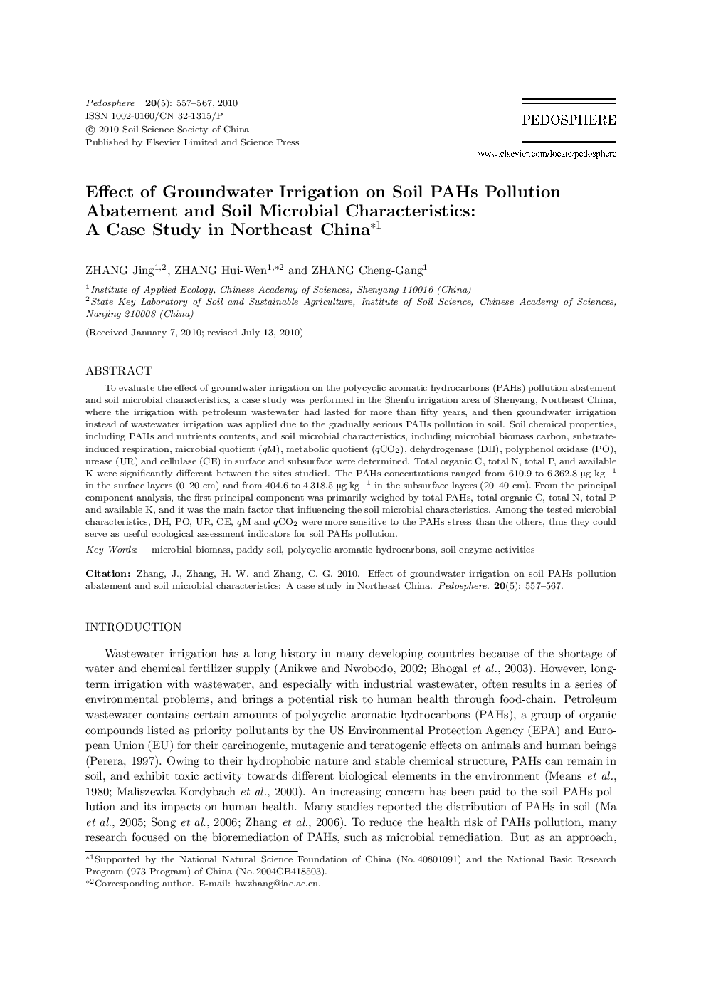 Effect of Groundwater Irrigation on Soil PAHs Pollution Abatement and Soil Microbial Characteristics: A Case Study in Northeast China 