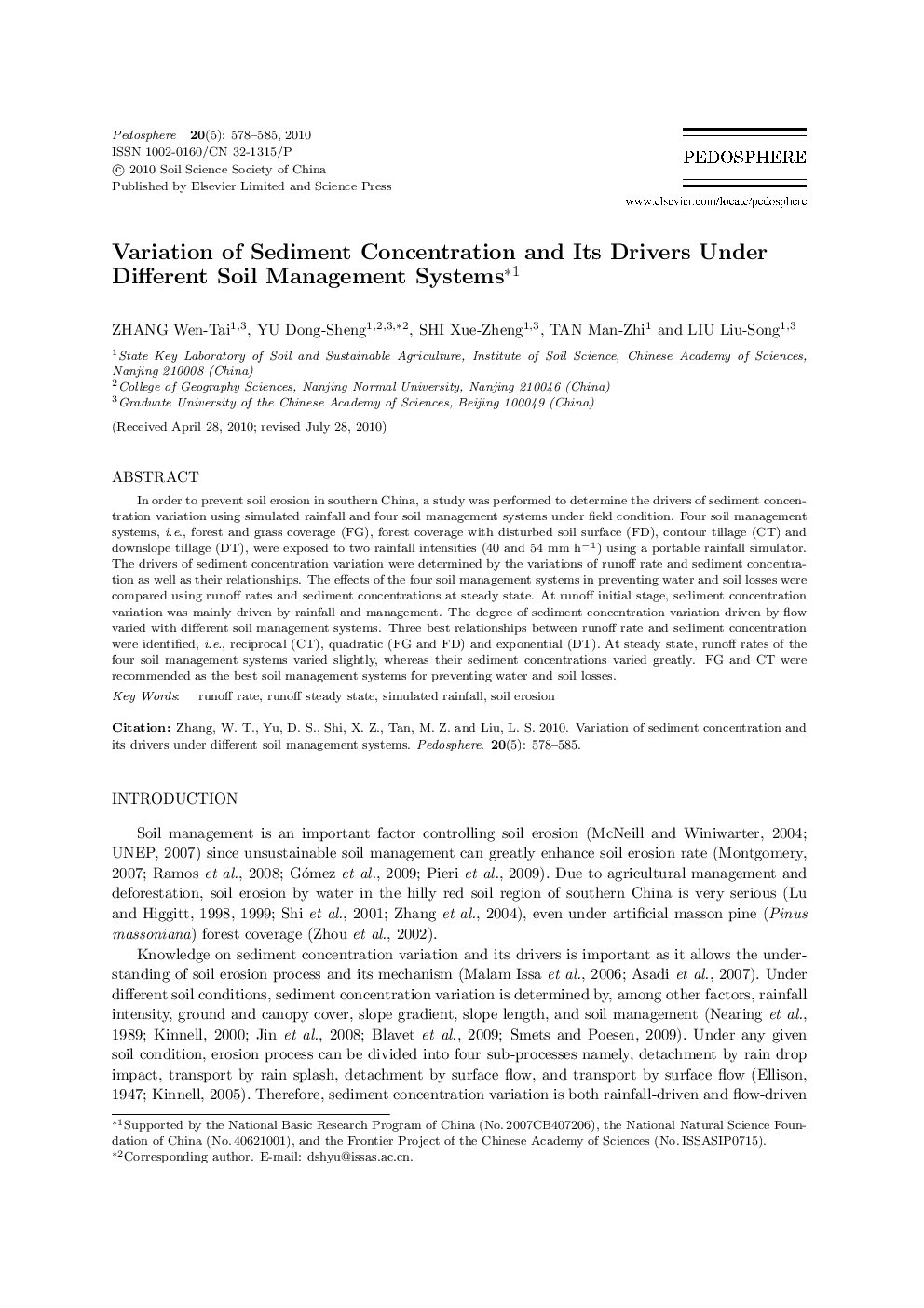 Variation of Sediment Concentration and Its Drivers Under Different Soil Management Systems 
