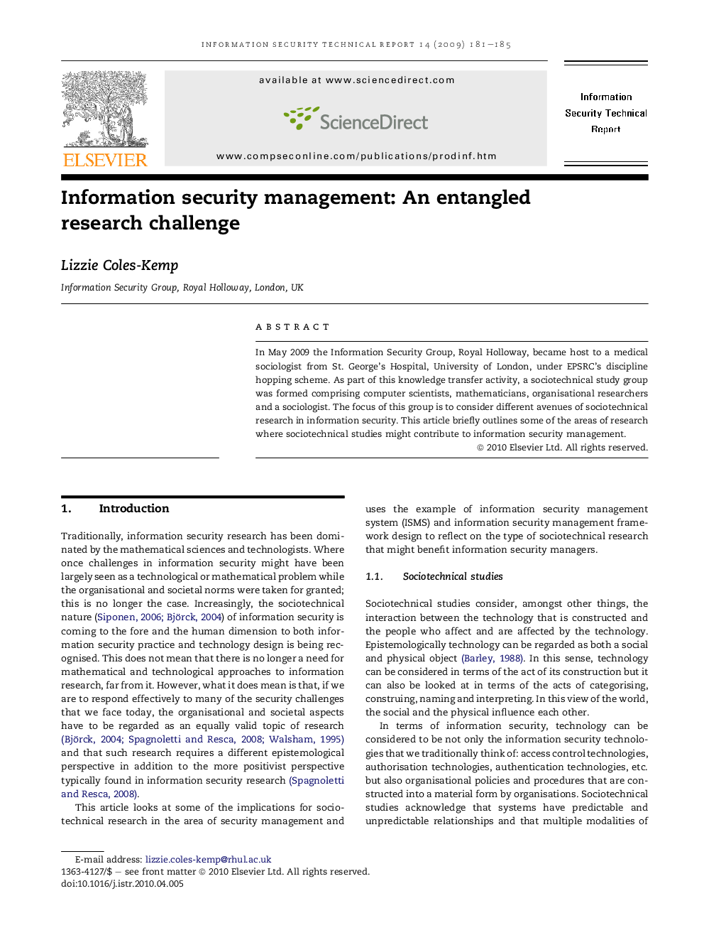 Information security management: An entangled research challenge