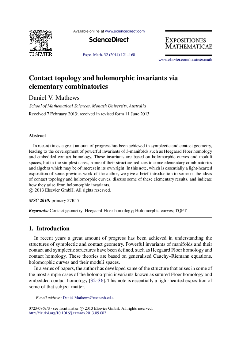 Contact topology and holomorphic invariants via elementary combinatorics