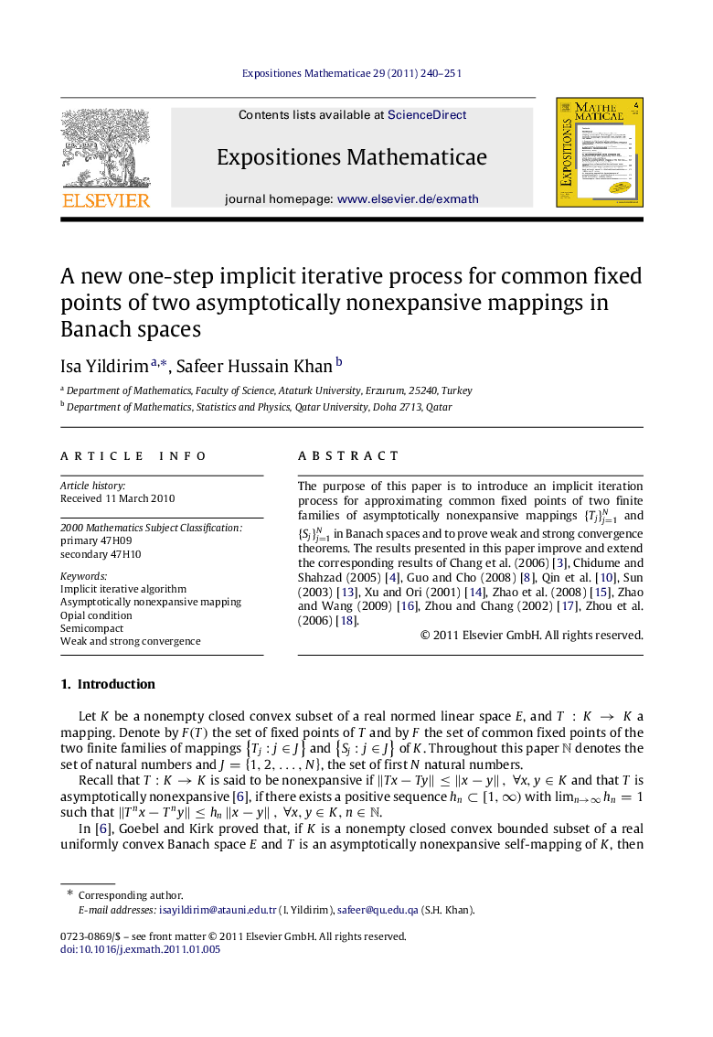 A new one-step implicit iterative process for common fixed points of two asymptotically nonexpansive mappings in Banach spaces