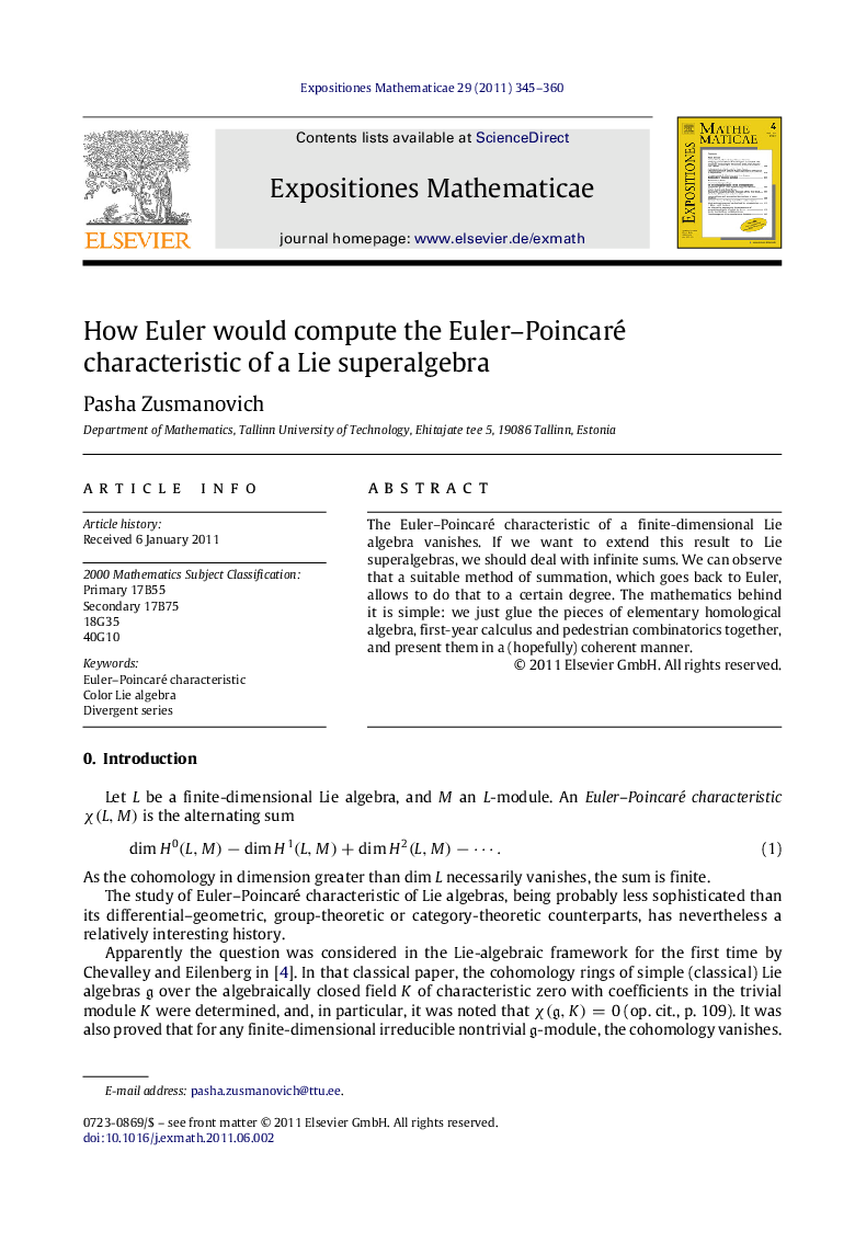 How Euler would compute the Euler–Poincaré characteristic of a Lie superalgebra