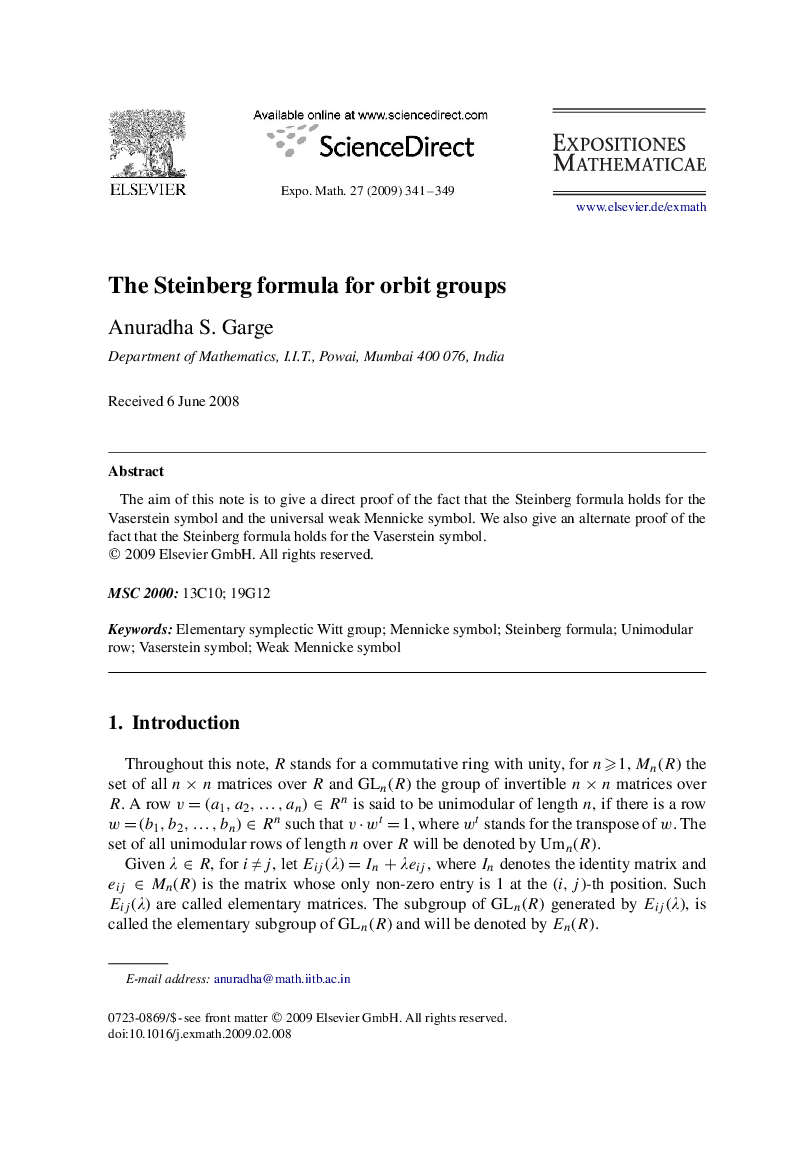 The Steinberg formula for orbit groups