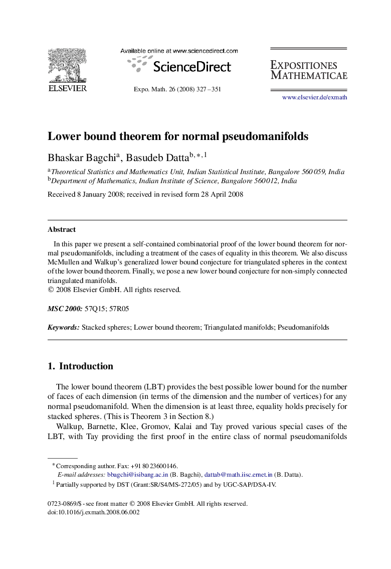 Lower bound theorem for normal pseudomanifolds