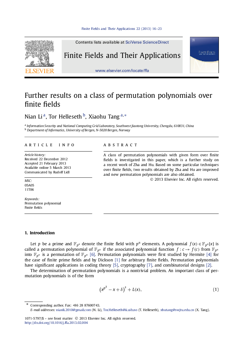 Further results on a class of permutation polynomials over finite fields