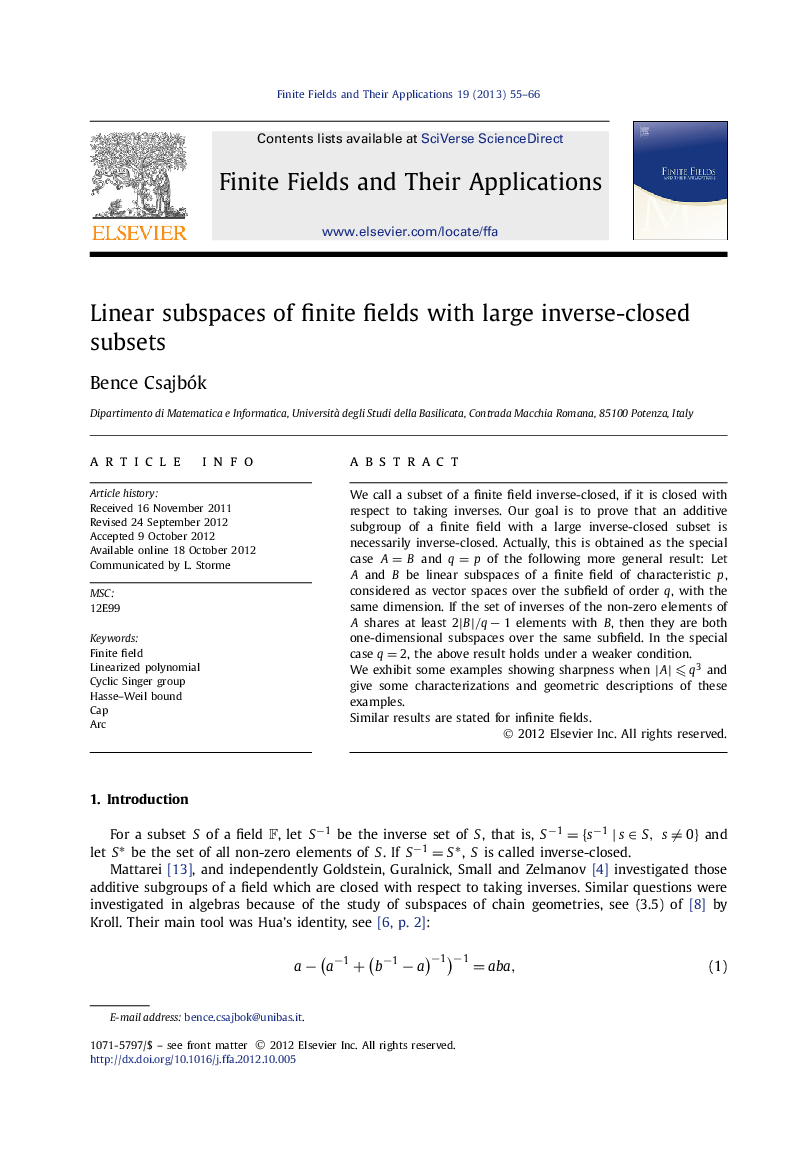 Linear subspaces of finite fields with large inverse-closed subsets