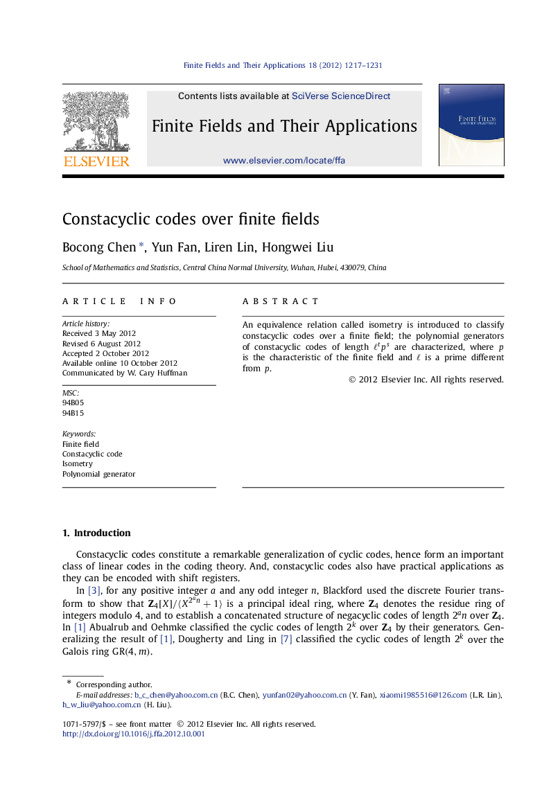 Constacyclic codes over finite fields