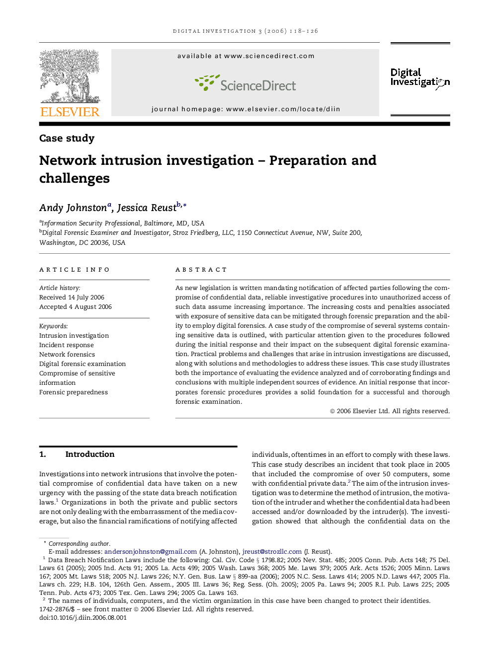 Network intrusion investigation – Preparation and challenges