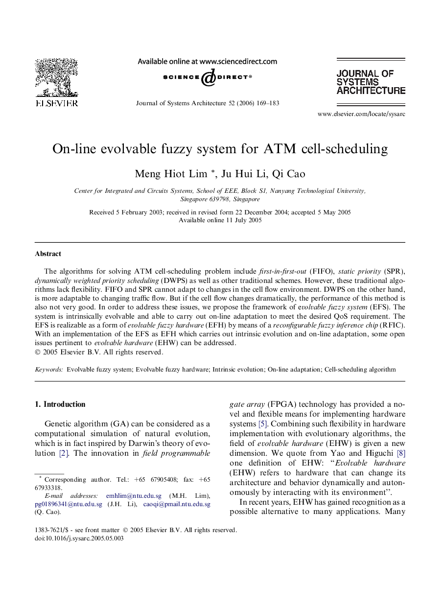 On-line evolvable fuzzy system for ATM cell-scheduling