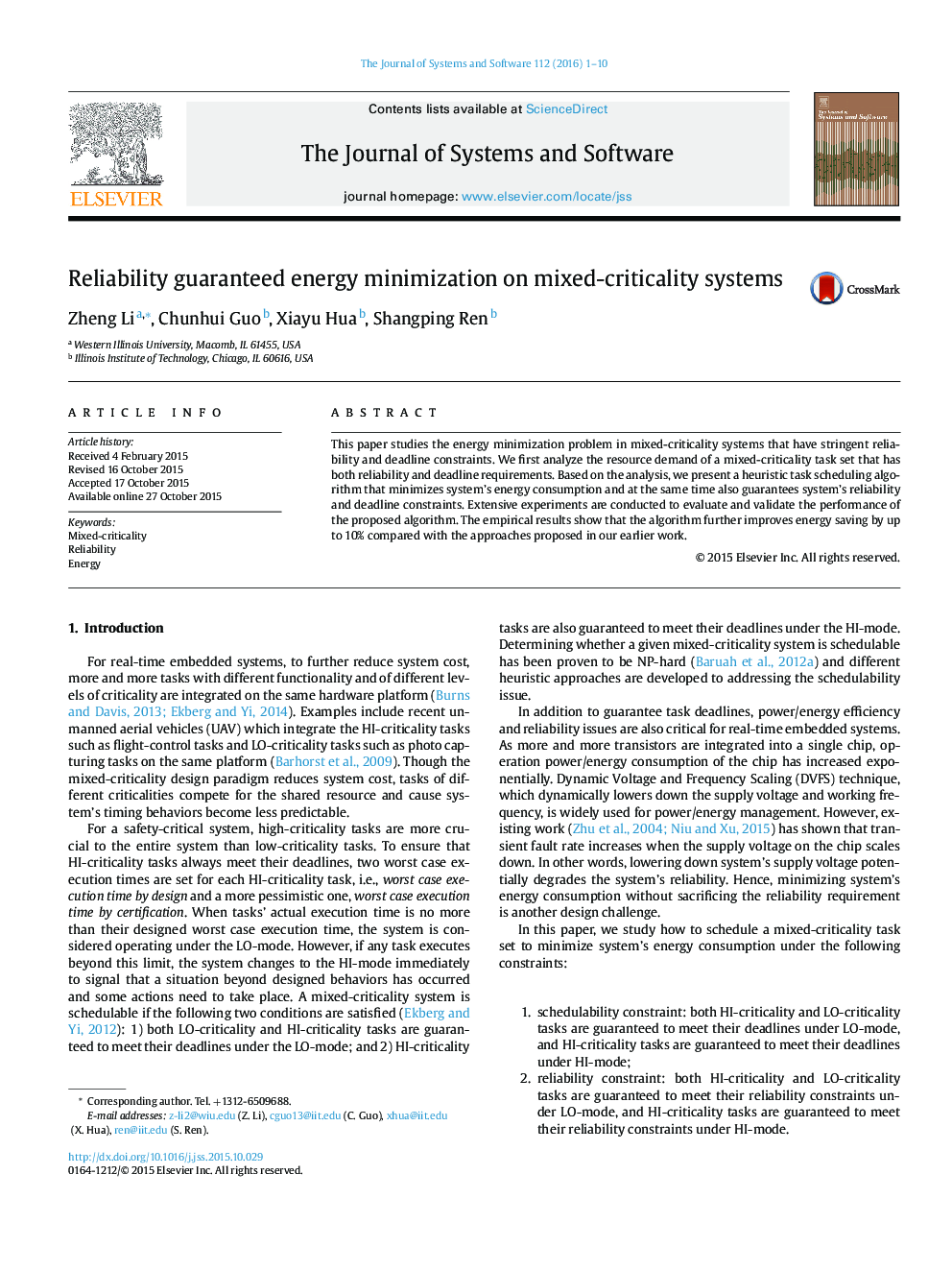 Reliability guaranteed energy minimization on mixed-criticality systems