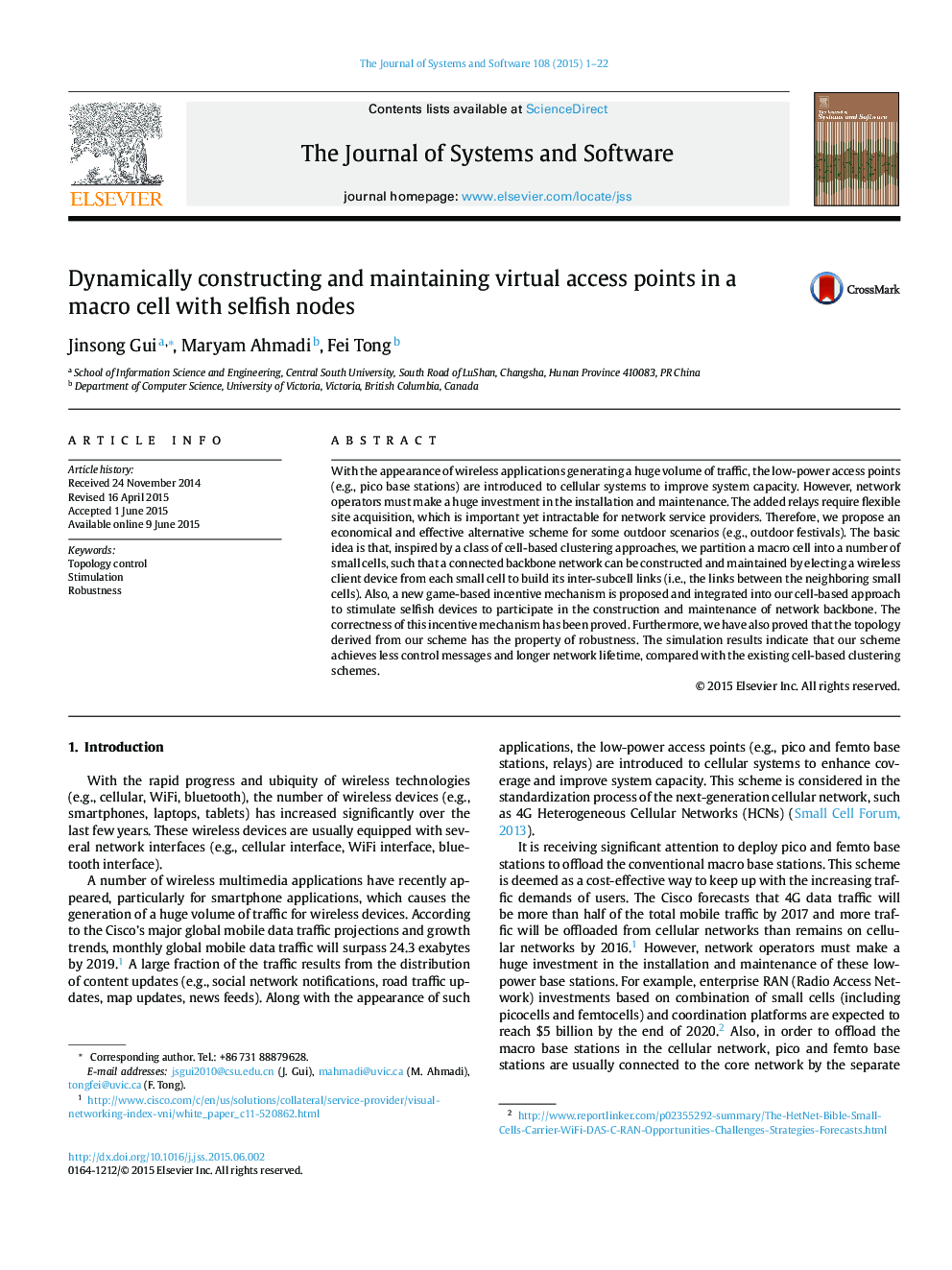 Dynamically constructing and maintaining virtual access points in a macro cell with selfish nodes