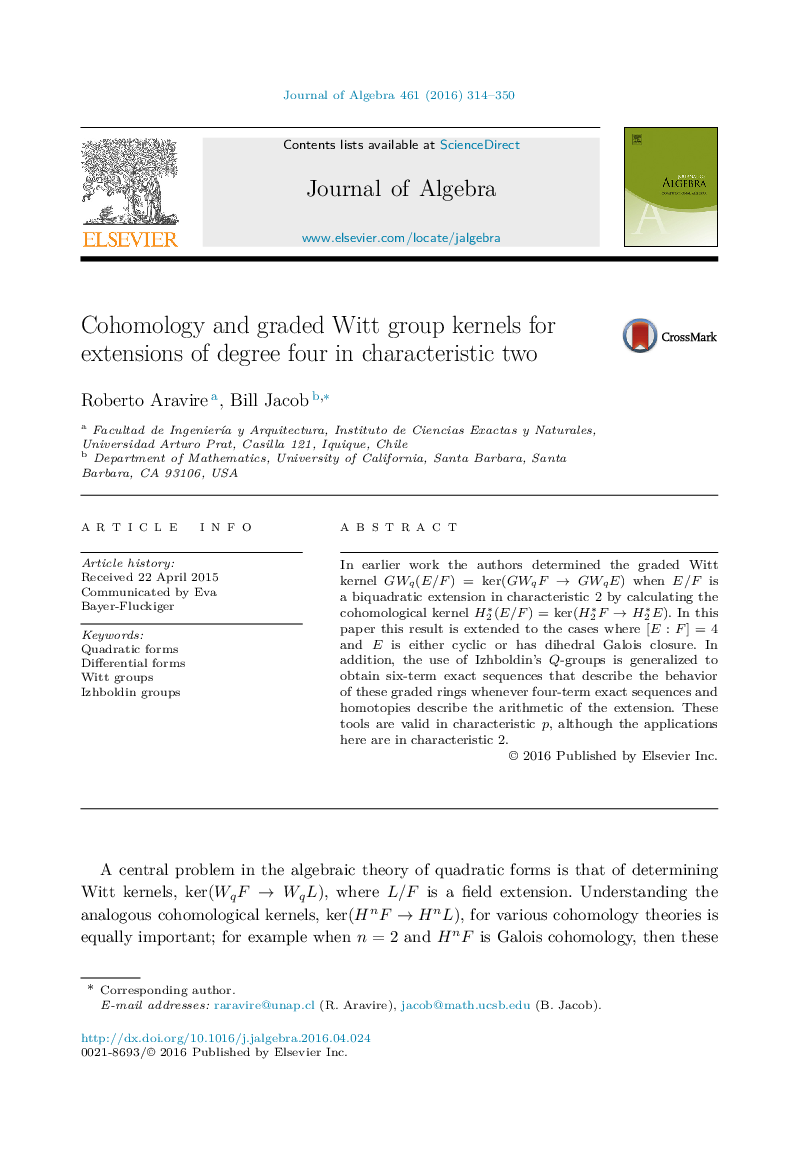 Cohomology and graded Witt group kernels for extensions of degree four in characteristic two