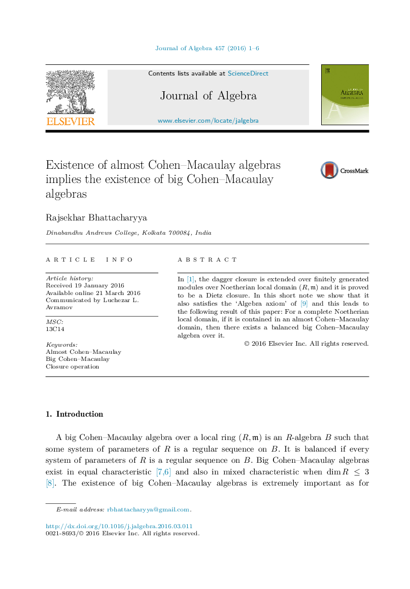 Existence of almost Cohen-Macaulay algebras implies the existence of big Cohen-Macaulay algebras