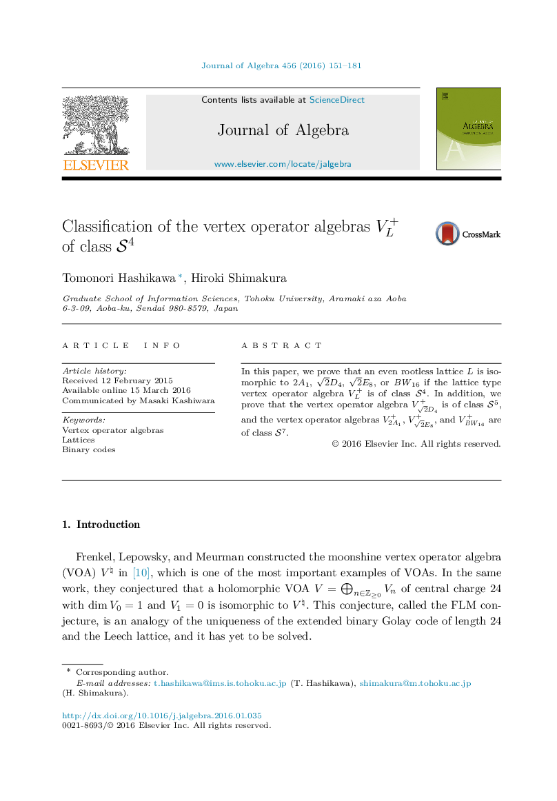 Classification of the vertex operator algebras VL+ of class S4S4