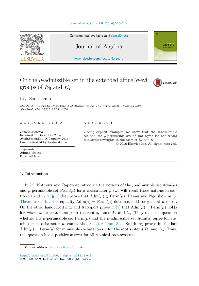 On the μ-admissible set in the extended affine Weyl groups of E6 and E7