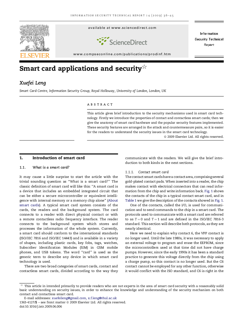 Smart card applications and security 