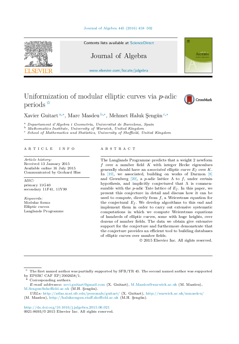 Uniformization of modular elliptic curves via p-adic periods 