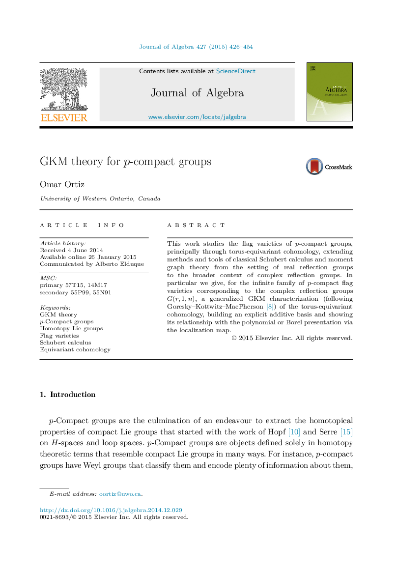 GKM theory for p-compact groups