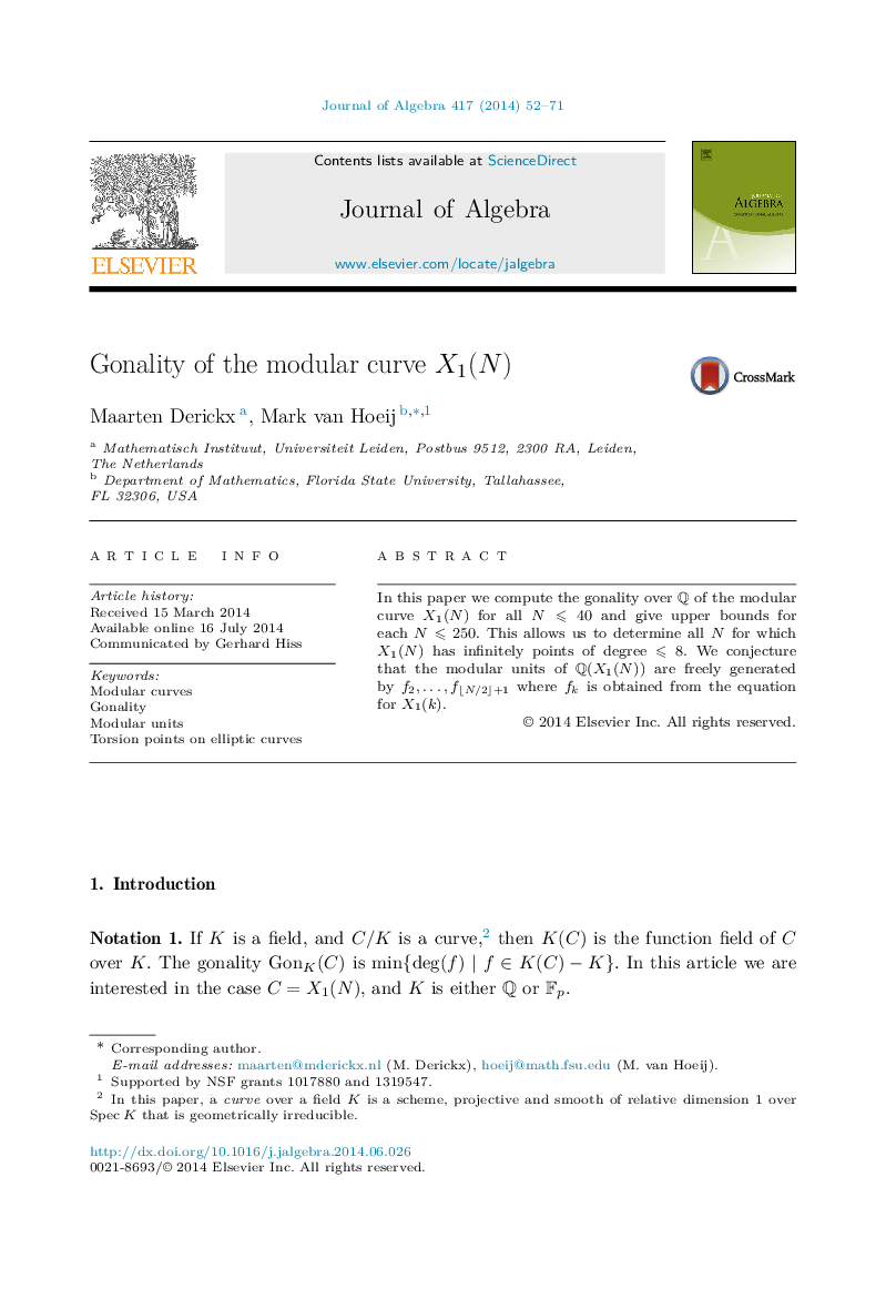 Gonality of the modular curve X1(N)X1(N)