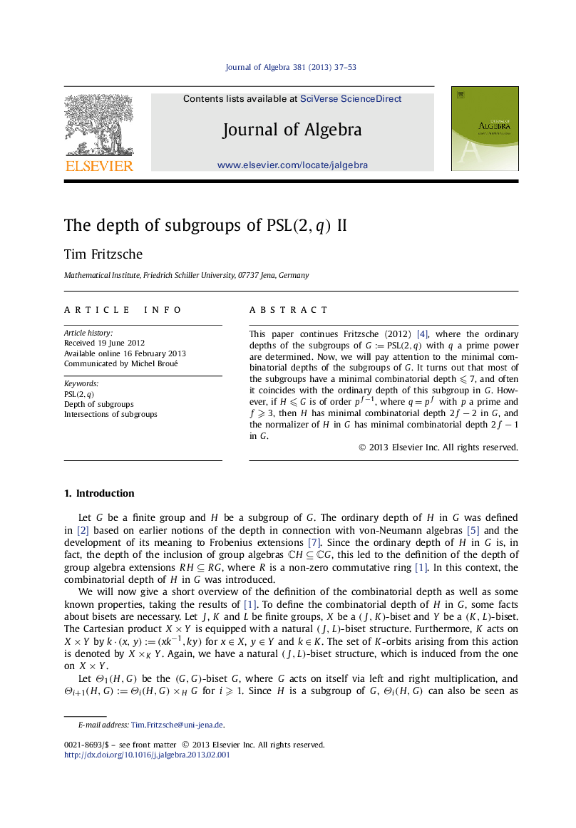 The depth of subgroups of PSL(2,q) II